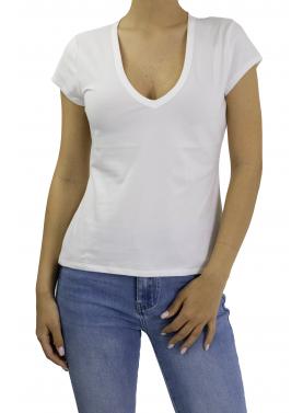 T shirt scollo a V tinta unita 